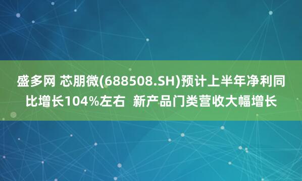 盛多网 芯朋微(688508.SH)预计上半年净利同比增长104%左右  新产品门类营收大幅增长